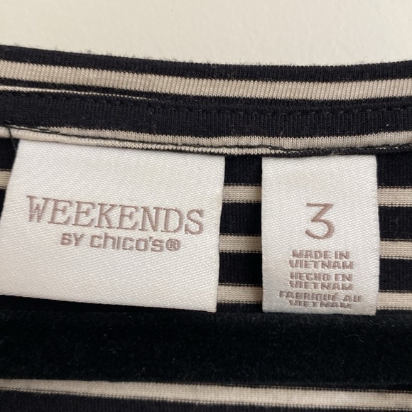 Chico's Floral Striped cap sleeve Top Shirt Womens XL Asymmetrical Spring Artsy - Picture 3 of 7